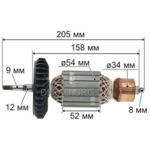 Якір болгарка Odwerk 2350, Einhell Global E-WS 230-2350 (205*54 шліц 9мм)